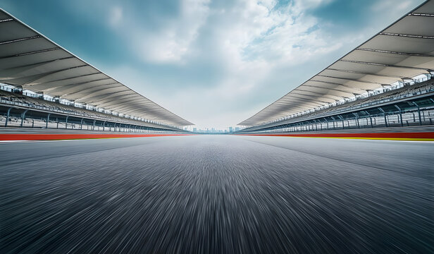 empty formula one racing track - Powered by Adobe