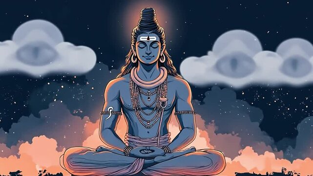 Shiva statue, the Hindu god, in meditating