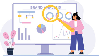 Modern business branding illustration, incorporating visual analytics for data-driven insights.