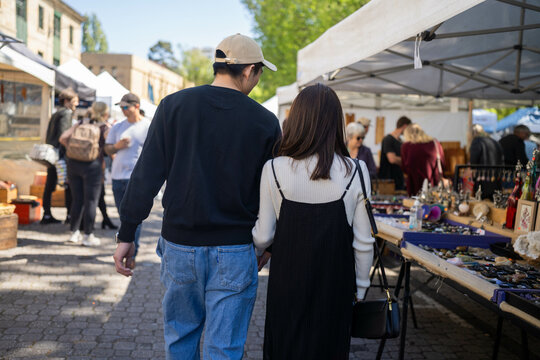 farmers market in a city hobart Market with tourists in australia