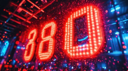 Bright Red LED Countdown Timer Displaying Time in a Dark Setting