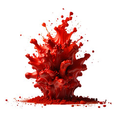 Red color explosion isolated on a transparent background
