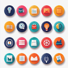 Colorful digital learning icons with bold designs