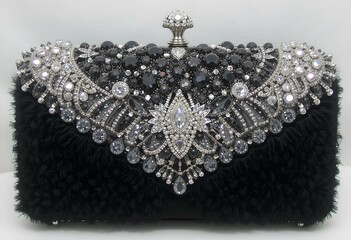 Obraz premium This is an opulent and intricately designed clutch purse adorned with a stunning array of pearls timeless appeal perfect for formal events weddings or evening galas