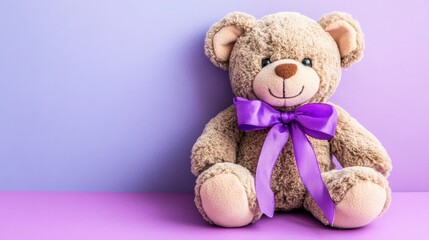Obraz premium Playful teddy bear indoor setting cute toy photograph soft colors close-up child's favorite companion