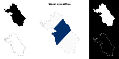 Central Ostrobothnia region outline map set