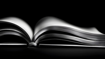 Dramatic Black White Open Book Pages Knowledge Education Literature Reading Wisdom Study
