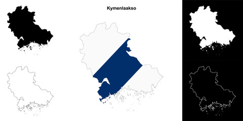 Kymenlaakso region outline map set