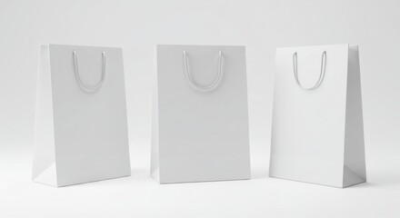 Shopping bags displayed in minimalist studio environment for modern retail marketing