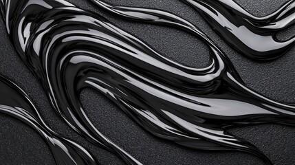 Abstract Black Liquid Swirls Glossy, Elegant Texture Background