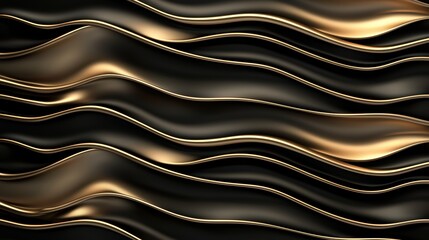Abstract Gold and Black Wavy Texture Background
