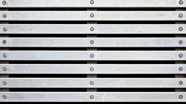 Abstract Metallic Texture Parallel Silver Metal Bars with Rivets