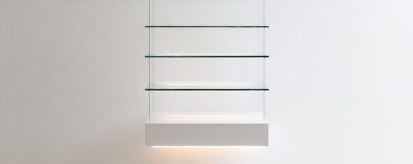 Modern minimalist hanging shelf design with space for text.