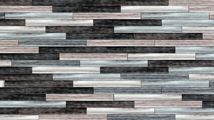 Wooden wall background. Grey wood pattern. Modern wood template. Horizontal wooden planks. 3d illustration.
