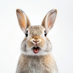 Obraz premium An adorable bunny showcases a joyful expression, symbolizing happiness and playfulness in nature.