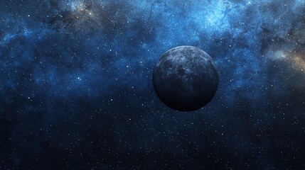 Obraz premium Lonely Planet in a Starry Galaxy Cosmic Landscape