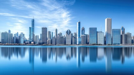 Naklejka premium Stunning Chicago Skyline Reflection: A Cityscape Masterpiece