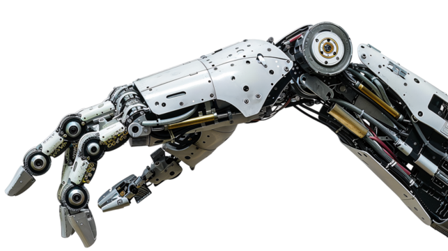 Ai Humanoid hand isolated on transparent background. Cutout. - Powered by Adobe