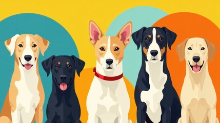 Five Delightful Canine Companions Displaying Diverse Breeds and Personalities