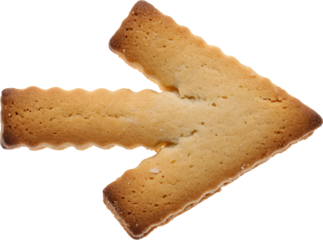 Scalloped arrow-shaped cookie on isolated background, decorative biscuit with creative edge design for unique baking projects and food styling
