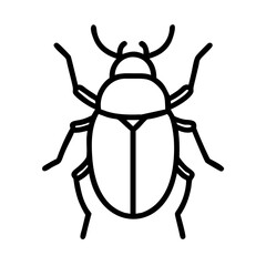 beetle icon, animals line art, animals vector - simple black line art icon of beetle perfect for logos, and animals -themed designs.