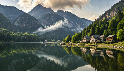 Fototapeta premium Reflets sereins au bord du lac