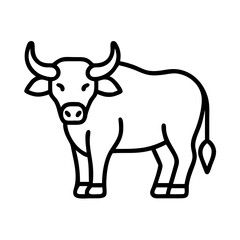 buffalo icon, animals line art, animals vector - simple black line art icon of buffalo perfect for logos, and animals -themed designs.
