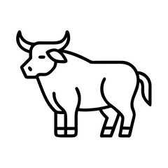 buffalo icon, animals line art, animals vector - simple black line art icon of buffalo perfect for logos, and animals -themed designs.