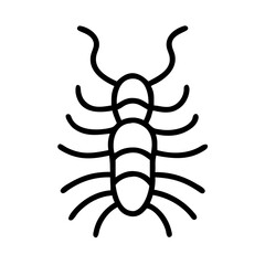 centipede icon, animals line art, animals vector - simple black line art icon of centipede perfect for logos, and animals -themed designs.