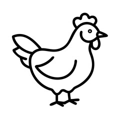 chicken hen icon, animals line art, animals vector - simple black line art icon of chicken hen perfect for logos, and animals -themed designs.