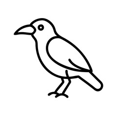 crow icon, animals line art, animals vector - simple black line art icon of crow perfect for logos, and animals -themed designs.
