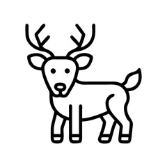 deer icon, animals line art, animals vector - simple black line art icon of deer perfect for logos, and animals -themed designs.