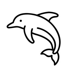dolphin icon, animals line art, animals vector - simple black line art icon of dolphin perfect for logos, and animals -themed designs.