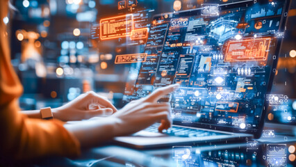 Immersive augmented reality interface, hands manipulating floating data visualizations