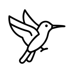 hummingbird icon, animals line art, animals vector - simple black line art icon of hummingbird perfect for logos, and animals -themed designs.