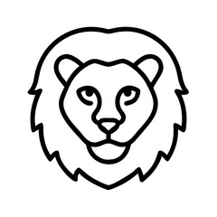 lion icon, animals line art, animals vector - simple black line art icon of lion perfect for logos, and animals -themed designs.