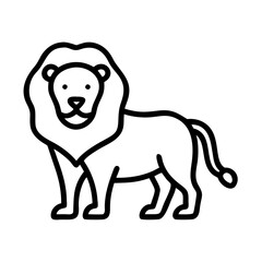 lion icon, animals line art, animals vector - simple black line art icon of lion perfect for logos, and animals -themed designs.