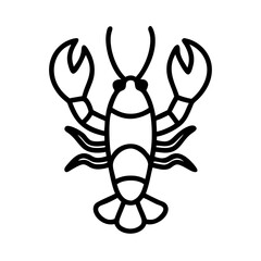 lobster icon, animals line art, animals vector - simple black line art icon of lobster perfect for logos, and animals -themed designs.