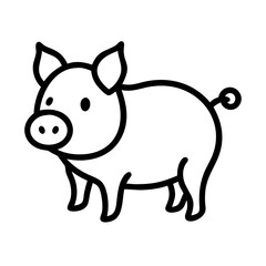 pig icon, animals line art, animals vector - simple black line art icon of pig perfect for logos, and animals -themed designs.
