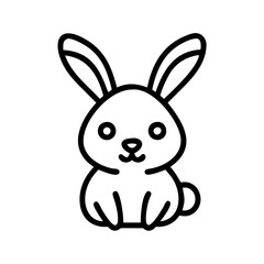 rabbit icon, animals line art, animals vector - simple black line art icon of rabbit perfect for logos, and animals -themed designs.