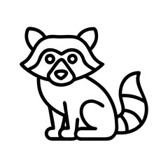 raccoon icon, animals line art, animals vector - simple black line art icon of raccoon perfect for logos, and animals -themed designs.