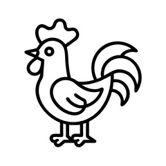 rooster icon, animals line art, animals vector - simple black line art icon of rooster perfect for logos, and animals -themed designs.