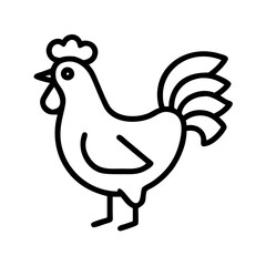 rooster icon, animals line art, animals vector - simple black line art icon of rooster perfect for logos, and animals -themed designs.