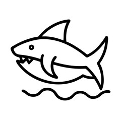 shark icon, animals line art, animals vector - simple black line art icon of shark perfect for logos, and animals -themed designs.
