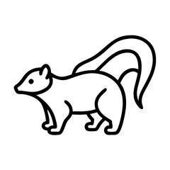 skunk icon, animals line art, animals vector - simple black line art icon of skunk perfect for logos, and animals -themed designs.