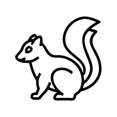 skunk icon, animals line art, animals vector - simple black line art icon of skunk perfect for logos, and animals -themed designs.