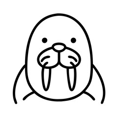 walrus icon, animals line art, animals vector - simple black line art icon of walrus perfect for logos, and animals -themed designs.