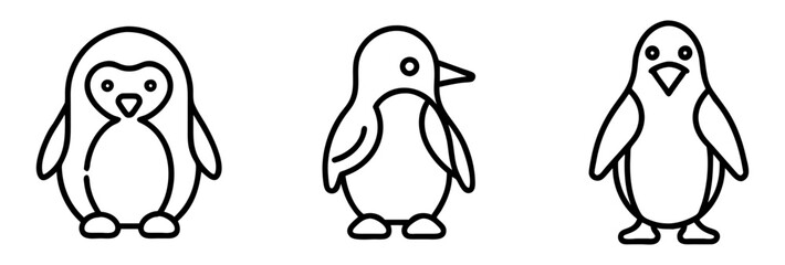 penguin icon, animals line art, animals vector - simple black line art icon of penguin perfect for logos, and animals -themed designs.