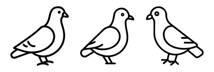 pigeon icon, animals line art, animals vector - simple black line art icon of pigeon perfect for logos, and animals -themed designs.