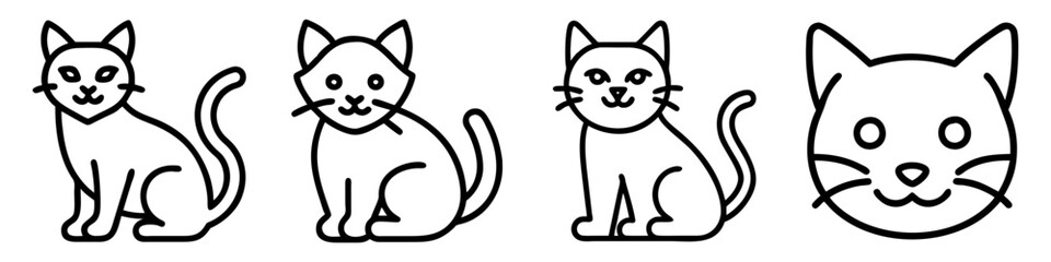 cat icon, animals line art, animals vector - simple black line art icon of cat perfect for logos, and animals -themed designs.